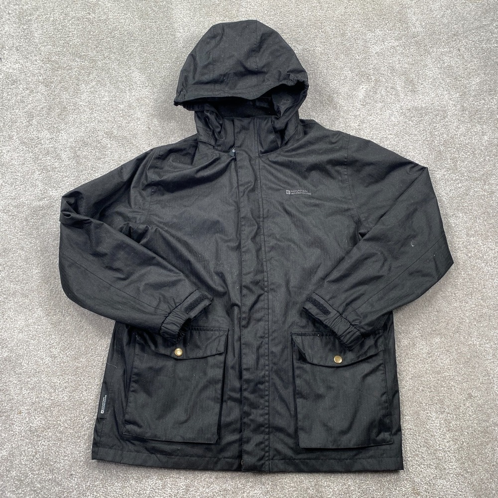 Mountain Warehouse Full‎ Zip Up Hooded Waterproof Jacket Youth Size 13 Black